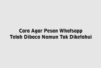 Cara Agar Pesan Whatsapp Telah Dibaca Namun Tak Diketahui